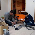 Orange spinning electric cart
