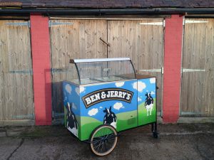 Ice cream cart featuring a bespoke branding scheme